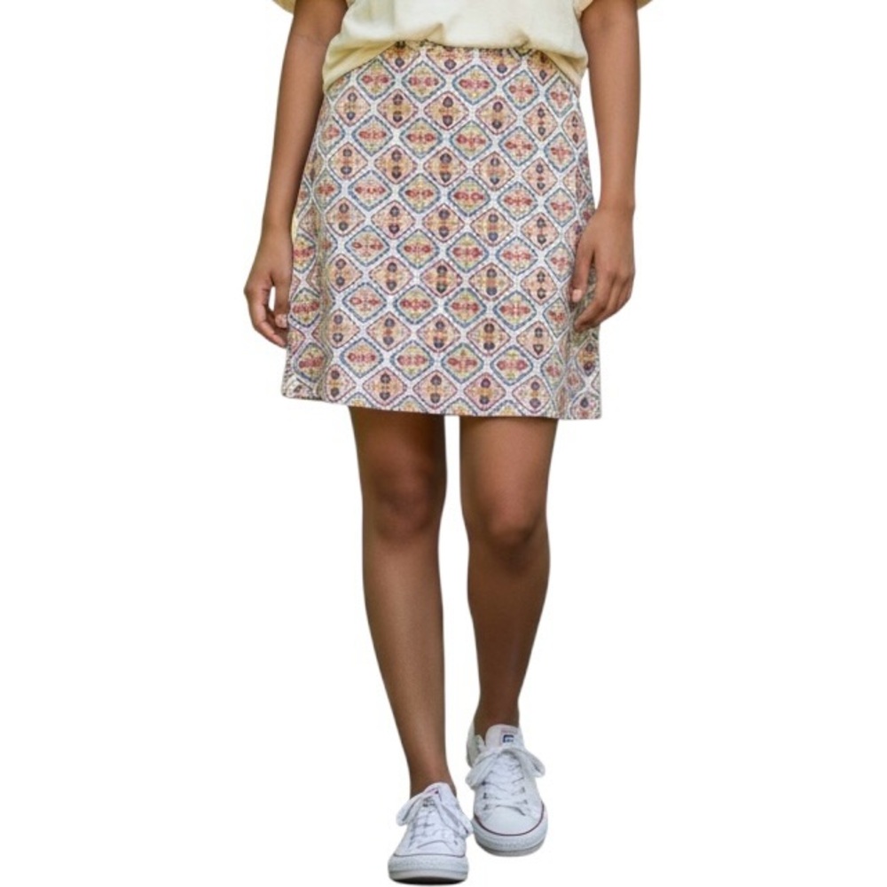 Boden Pencil Skirt Womens Sz 10R Ivory Floral Geometric Abstract A-Line Bohemian